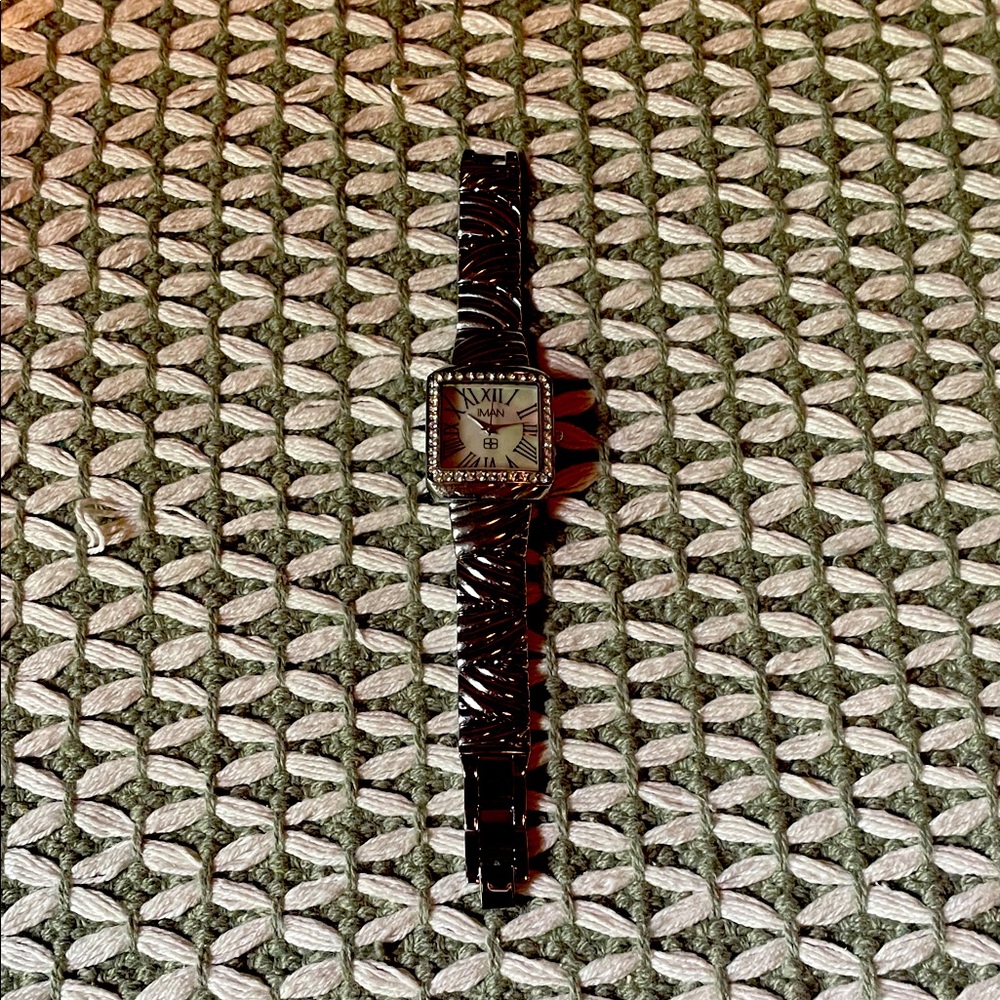 IMAN Elegant Black and Silver Watch
